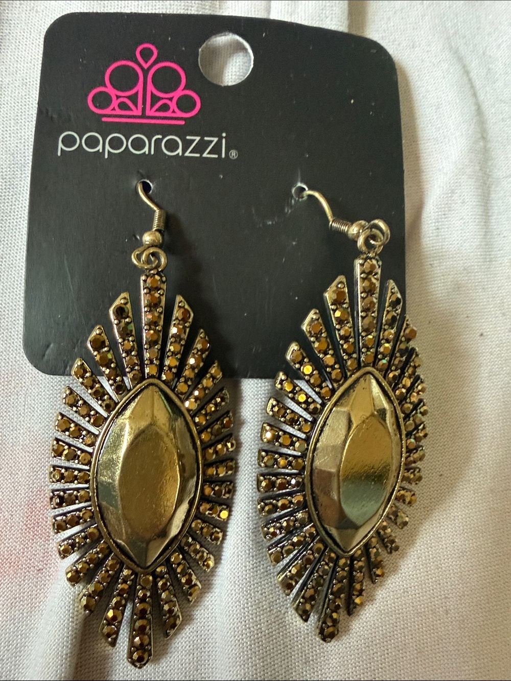 Paparazzi Gold Marquise Sunburst Dangle Earrings